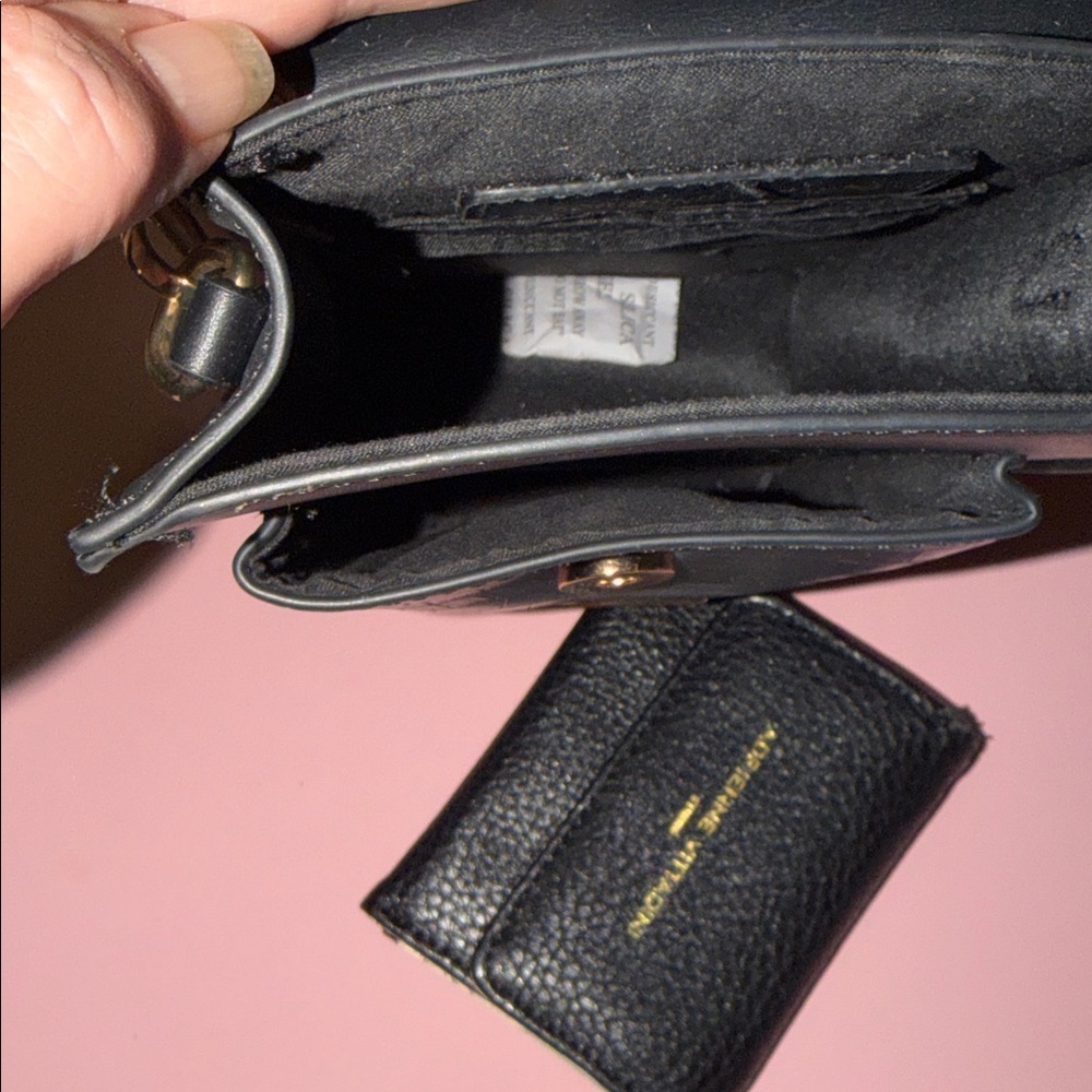 Adrienne Vittadini Elegant Black and Tan Crossbody Bag with wallet - Picture 6 of 11